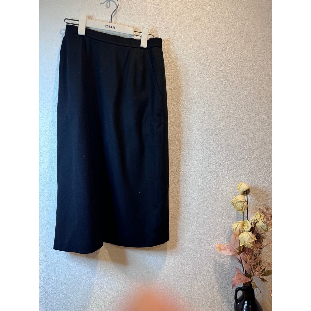 Vintage Evan-Picone Black Wool Pencil Skirt USA Union Made ILGWU waist 26 80s